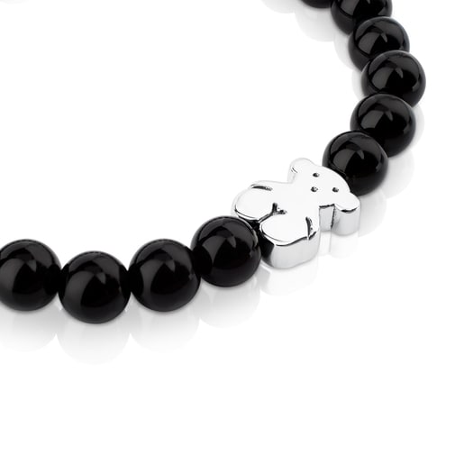 Bracelet Sweet Dolls ourson en Argent et Onyx