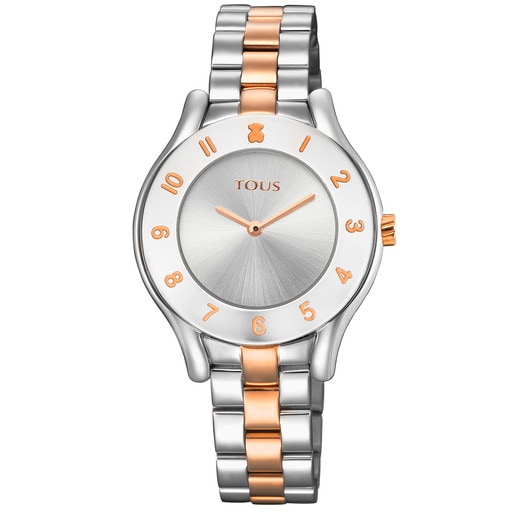 Tous Errold - Zegarek ze stali szlachetnej w kolorze srebrnym i różowego złota