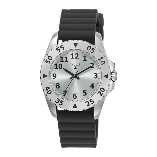 Steel Motif KDT Watch with black Silicone strap