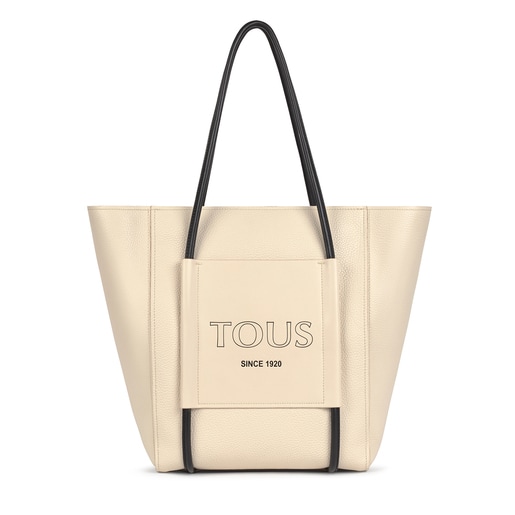 Large beige Leather TOUS Empire Shopping bag