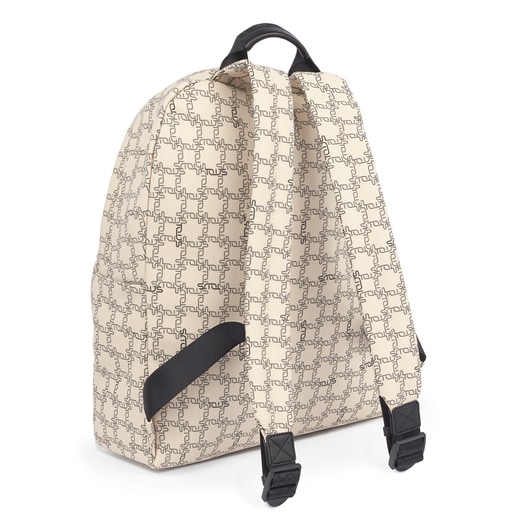 Mochila mediana Tous Logogram beige-negro