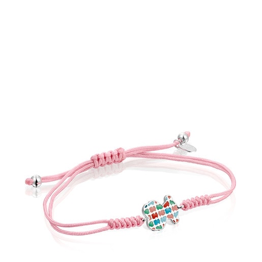 Tartan Bracelet in Silver with pink Cord