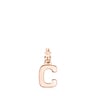Alphabet letter C Pendant in Rose Silver Vermeil