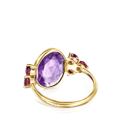 Gold Luz Ring with Amethyst and Rhodolite