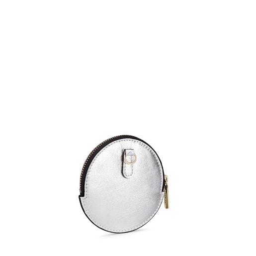 Small silver colored Leather Tulia Crack Change purse