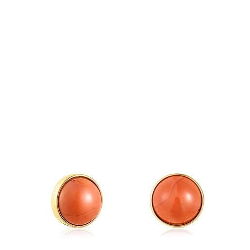 Silver Vermeil Cocktail Earrings with orange Glass