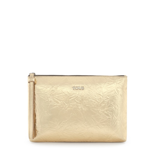 حقيبة يد Dorp صغيرة على هيئة محفظة من الفينيل باللون الذهبي اللامع