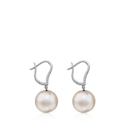 ATELIER Novias Earrings in white Gold with Pearls and Diamonds