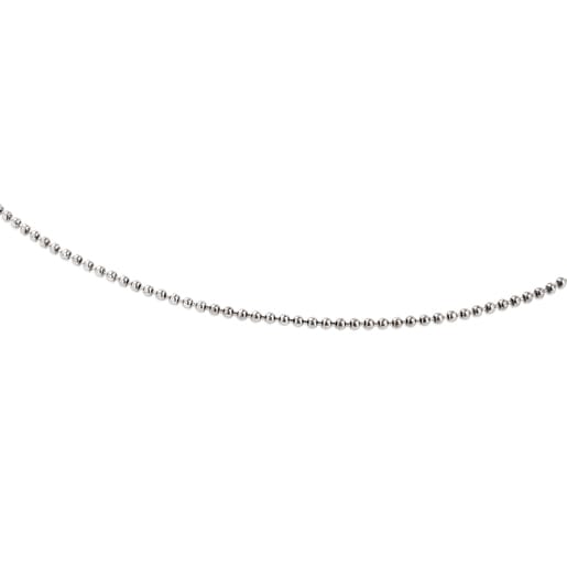 Enge Halskette TOUS Chain aus Altsilber, 45 cm lang mit 1,4 mm kleinen Kugeln.