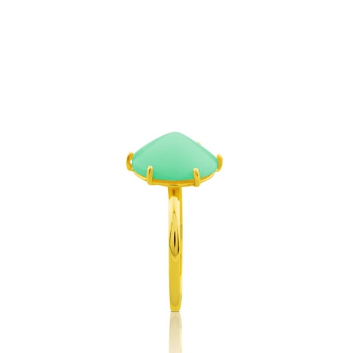 Gold Tack Conica Ring with chrysoprase