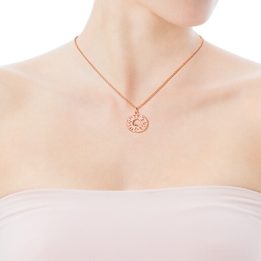 Pink Vermeil Silver Twist Necklace with Rubies