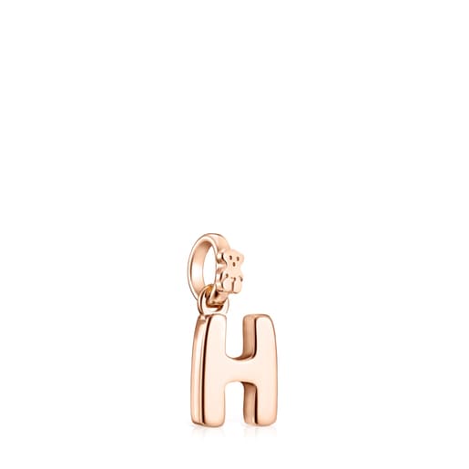 Pingente Alphabet letra H em Prata Vermeil rosa