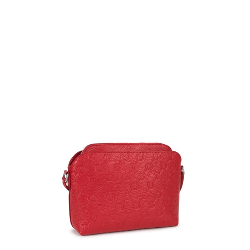 Red Leather T Script Crossbody bag