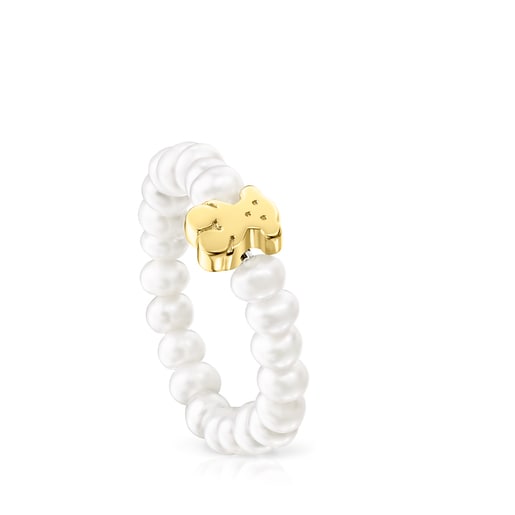 Gold Ring with Pearls Bear motif Sweet Dolls XXS | TOUS