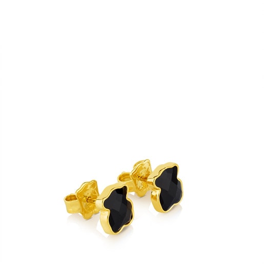 Vermeil Silver TOUS Color Earrings with faceted onyx