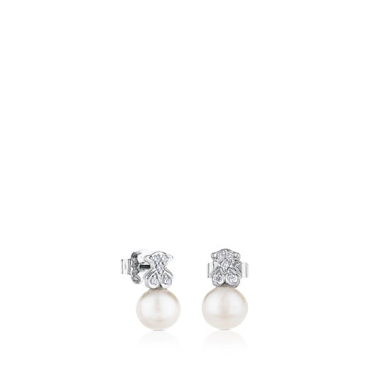 White Gold Puppies Earrings