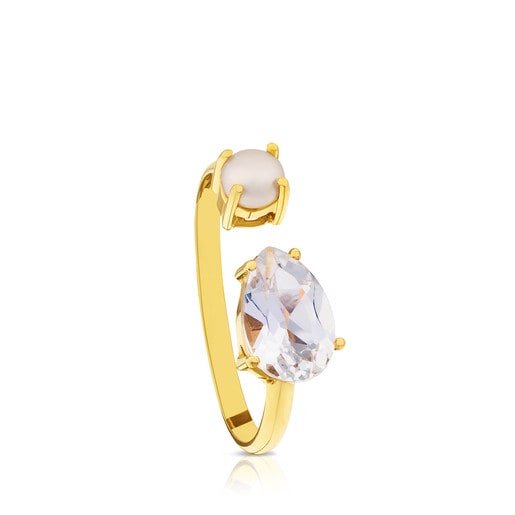 Gold with Topaz and Pearl Eklat Ring