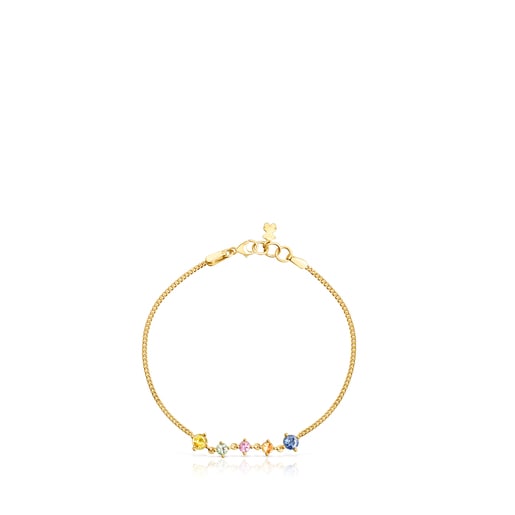 Pulsera Glaring con baño de oro 18 kt sobre plata con zafiros multicolor