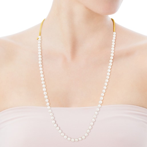 Vermeil Silver Hendel Necklace with Pearl