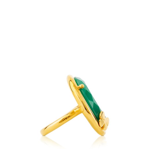 Vermeil Silver Dinah Round Ring with Chrysoprase