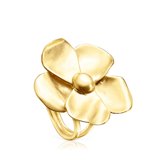 Ring Fragile Nature aus Vermeil-Silber mit Blume