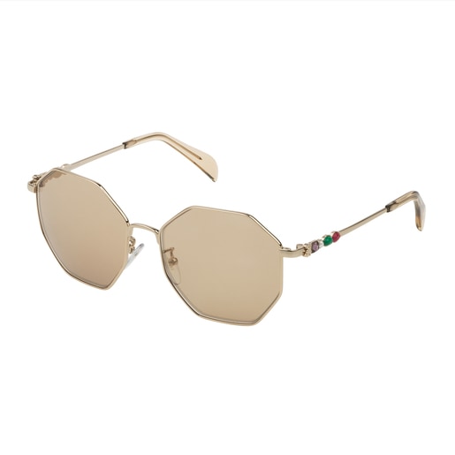 Sonnenbrille Jolie Seventies aus kamelfarbenem Metall
