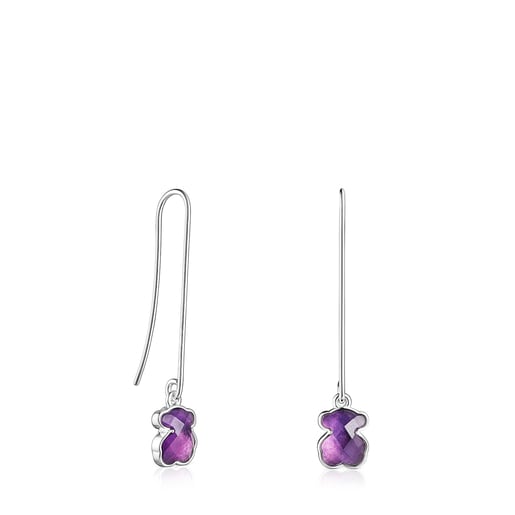 Icon Color long earrings in silver and amethyst | TOUS