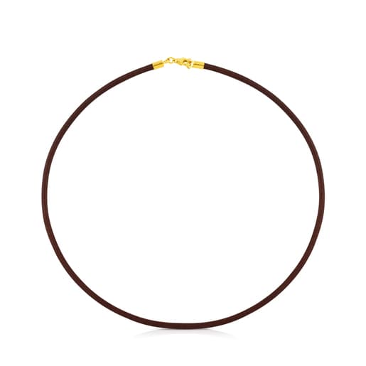 42 cm brown 3 mm Leather TOUS Chokers Choker with Gold Clasp.
