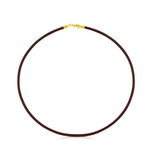 Τσόκερ TOUS Chokers 42 cm από καφέ δέρμα 3 mm με Κούμπωμα από Χρυσό.