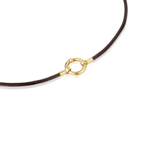 Collier Hold en Or et Cuir marron