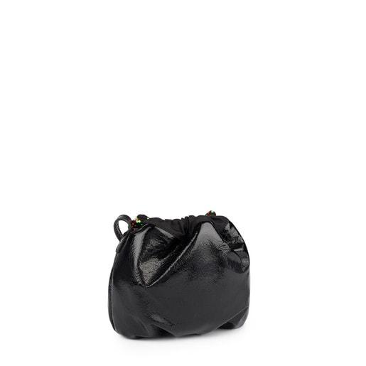 Mini black Tulia Crack drawstring handbag