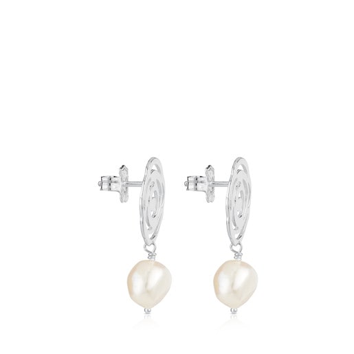 Silver TOUS Rosa d'Abril Earrings with pearls