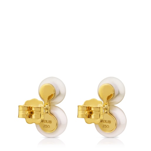 Gold Icon Pearl Earrings with Pearl and Diamond
