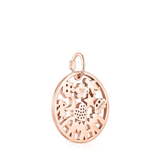 TOUS Small Mama Pendant in Rose Silver Vermeil with Ruby