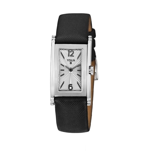 Steel Beverly Watch with black Leather strap