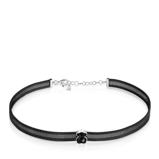 Halskette Mesh Color aus IP-Stahl in Schwarz mit Onyx