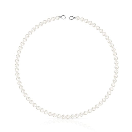 Silver TOUS Hold Necklace with Pearls 42cm.