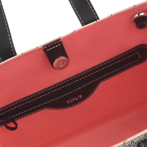 حقيبة تسوق Amaya Logogram متوسطة باللون البيج