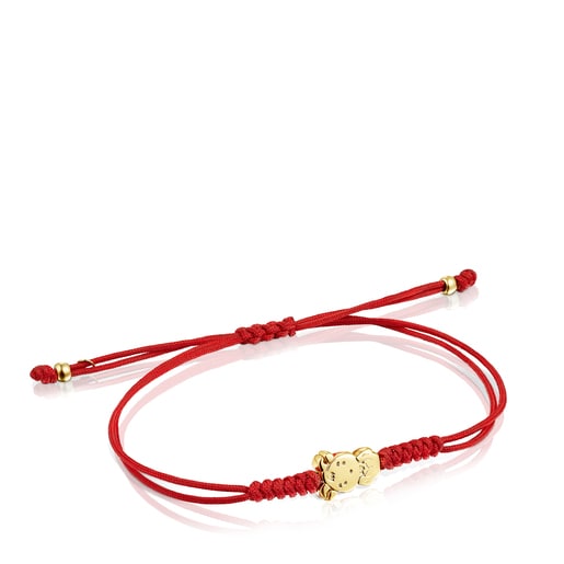 Chinese Horoscope Goat Bracelet in Gold and Red Cord | TOUS