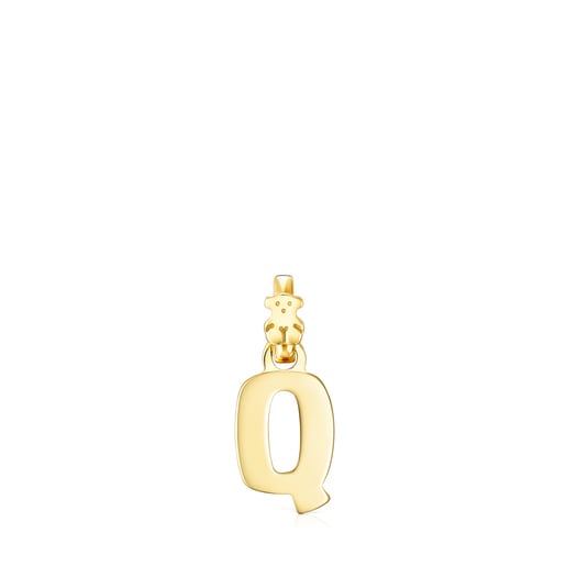 Alphabet letter Q Pendant in Silver Vermeil