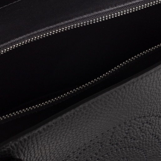 Kleine Shopping-Tasche Leissa aus schwarzem Leder