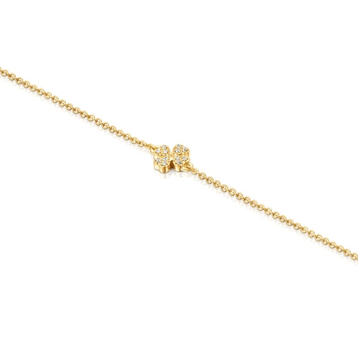 Gold TOUS Good Vibes clover Bracelet with Diamonds | TOUS