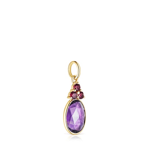 Gold Luz Pendant with Amethyst and Rhodolite