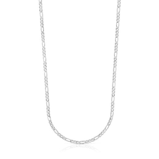 Chaîne TOUS Chain moyenne mix maille forçat en Argent, 65 cm.