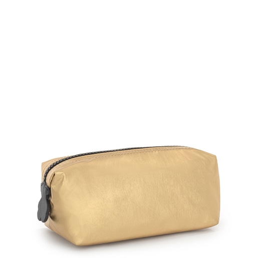 حقيبة أدوات التجميل Pleat Up متوسطة باللون الذهبي