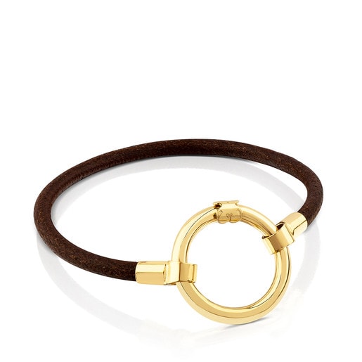 Vermeil Silver and Leather Hold Bracelet