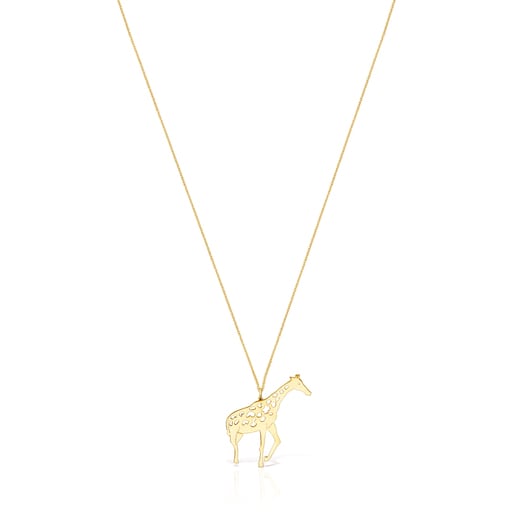 Long Silver Vermeil Save giraffe Necklace