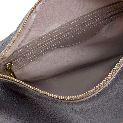 حقيبة Arisa من الجلد بحزام يلتف حول الجسم باللونين الرمادي والرمادي الداكن