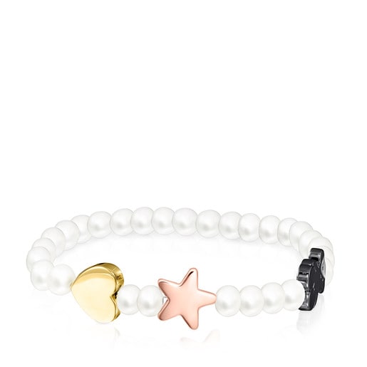 Pulsera Sweet Dolls de Perlas con con baño de oro 18 kt sobre plata, con baño de oro 18 kt sobre plata y Plata Dark Silver
