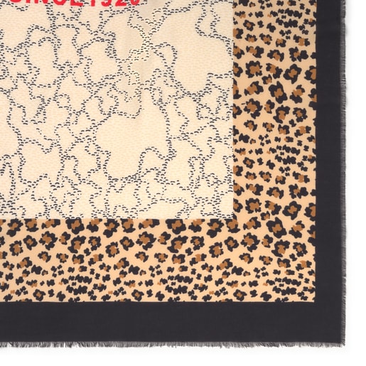 Beige and black Kaos Icon Leo Scarf | TOUS